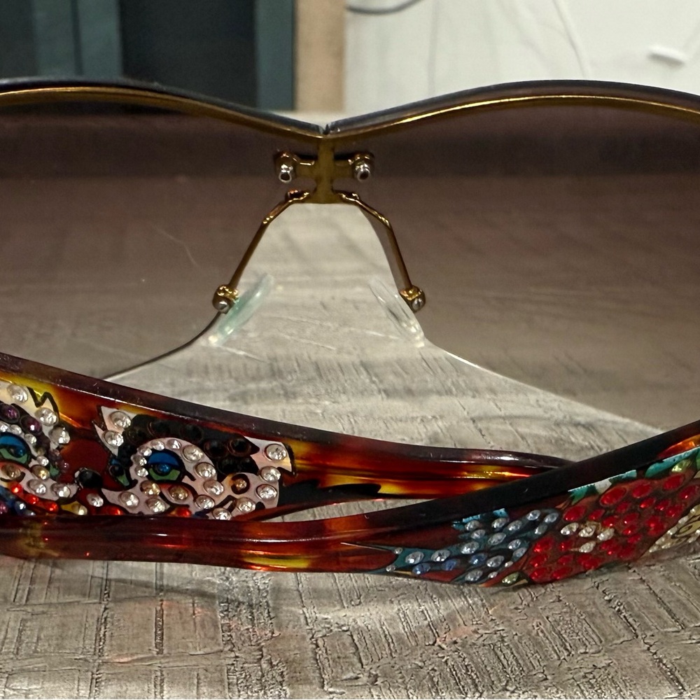 Ed Hardy Brown and Gold Sunglasses with Glamorous Design